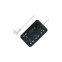 Extension Cord مع USB, 3 USB Outlets and 1 Type C | Independent Power Key, Max 1 Amp, Overload Protection and Child Safety, 2 Meter Power Cable (633, أسود), 2 image
