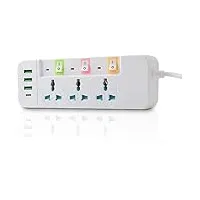 extension cord with يو إس بي 3 يو إس بي outlets صندل 1 نوع حاسوب قلم طاقة لوحة مفاتيح max 1 مضخم صوت overload protection صندل child safety 2 meter طاقة كابل 633 أسود, 6 image
