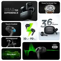 Oraimo FreePods 3C (OEB-E104DC), ENC Calling Noise Cancellation, powerful bass 4 mics, Long Playtime True Wireless Earbuds IPX5-Water Resistant, Via App – Black (1 Year Warranty), 5 image