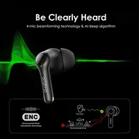 Oraimo FreePods 3C (OEB-E104DC), ENC Calling Noise Cancellation, powerful bass 4 mics, Long Playtime True Wireless Earbuds IPX5-Water Resistant, Via App – Black (1 Year Warranty), 6 image