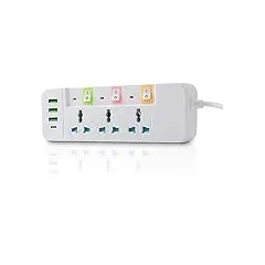 extension cord with يو إس بي 3 يو إس بي outlets صندل 1 نوع حاسوب قلم طاقة لوحة مفاتيح max 1 مضخم صوت overload protection صندل child safety 2 meter طاقة كابل 633 أسود, 6 image