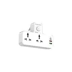 G-Power SC2311 Power Extension Socket Double Plug Adaptor مع Touch Control Nightlight مع 1 PD 20W,1 QC3.0 18W And Auto ID Port 12W - أبيض, 2 image