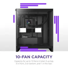 NZXT H7 Flow 2024 - Mid-Tower ATX Airflow Case - Includes Pre-Installed 3 x 120mm Fans - Supports Bottom Fans for Dedicated GPU Cooling - Cable Management - Black, 3 image