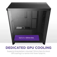 NZXT H7 Flow 2024 - Mid-Tower ATX Airflow Case - Includes Pre-Installed 3 x 120mm Fans - Supports Bottom Fans for Dedicated GPU Cooling - Cable Management - Black, 2 image