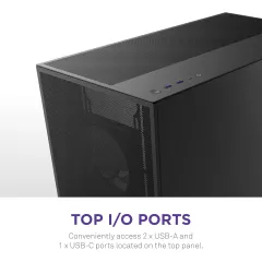 NZXT H7 Flow 2024 - هيكل تدفق هواء ATX متوسط ​​الحجم - يتضمن 3 مراوح مثبتة مسبقًا مقاس 120 مم - يدعم مراوح سفلية لتبريد وحدة معالجة الرسومات المخصصة - إدارة الكابلات - أسود, 6 image