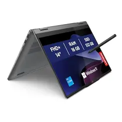 لينوفو نوت بوك ايديا باد 5 2 في 1، قابل للتحويل 14 انش، WUXGA (1920x1200) 60Hz، انتل كور i5-13420H، بطاقة رسومات انتل UHD، ذاكرة RAM 16GB، SSD 512GB M.2، واي فاي 6، ويندوز 11، رمادي