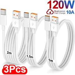3/1PCS Quick Charging Cable 120W 10A USB A To Type C Fast Charger High-speed Data Transfer Wire Cords for Samsung Xiaomi Huawei - AliExpress 44