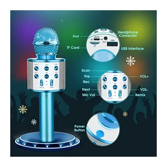 ميكروفون لاسلكي من ديسلوكاتي - لعبة كاريوكي للأطفال من سن 3 إلى 12 عامًا، هدية للبنات, 3 image