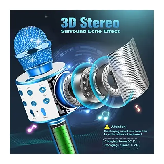 ميكروفون لاسلكي من ديسلوكاتي - لعبة كاريوكي للأطفال من سن 3 إلى 12 عامًا، هدية للبنات, 4 image