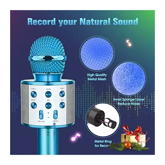 ميكروفون لاسلكي من ديسلوكاتي - لعبة كاريوكي للأطفال من سن 3 إلى 12 عامًا، هدية للبنات, 6 image