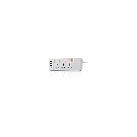 منتج Extension Cord with USB, 3 USB Outlets and 1 Type C | Independent Power Key, ماكس 1 Amp, Overload بروtection and Child Safety, 2 Meter Power Cable (633, أسود), 6 image