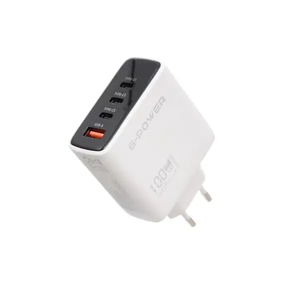 G-Power GP-C17 100W 4-Port Charger (USB-A and 3USB-C) Qualcomm Quick Charge 3.0 Compatible with MacBook Pro, iPad, Galaxy, Pixel, iPhone and More - White Black
