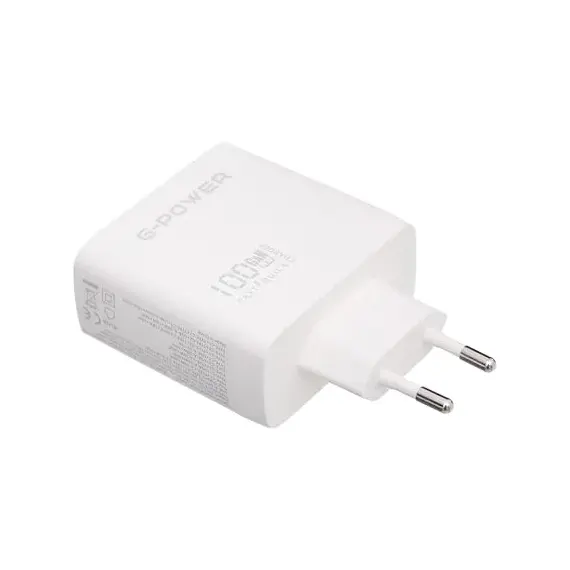 G-Power GP-C17 100W 4-Port Charger (USB-A and 3USB-C) Qualcomm Quick Charge 3.0 Compatible with MacBook Pro, iPad, Galaxy, Pixel, iPhone and More - White Black, 3 image