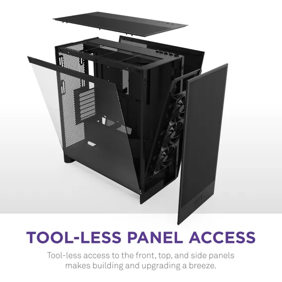 NZXT H7 Flow 2024 - Mid-تاور ATX Airflow جراب - Includes Pre-Installed 3 x 120mm Fans - Supports Bottom Fans for Dedicated GPU تبريد - Cable Management - أسود