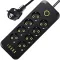 منتج Extension Cord with USB, 3 USB Outlets and 1 Type C | Independent Power Key, ماكس 1 Amp, Overload بروtection and Child Safety, 2 Meter Power Cable (633, أسود), 5 image